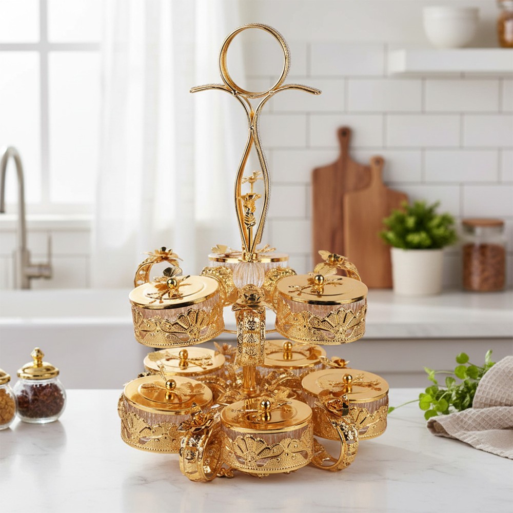 Compact 8-Pieces Golden Majlis Serving Set
