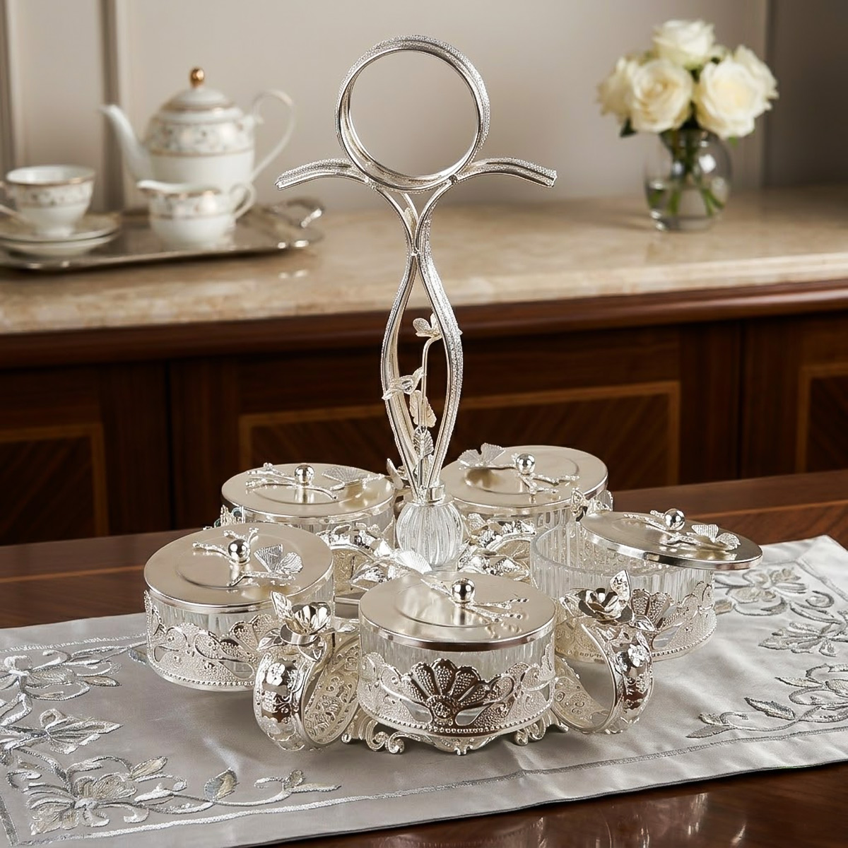 Candy Bowl Silver 5 Part
