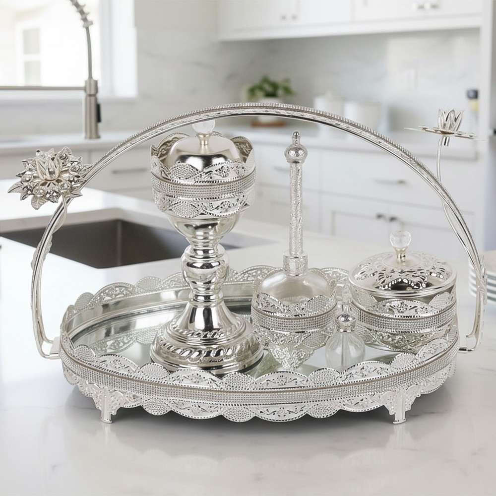 Silver Color Incense Burner Set