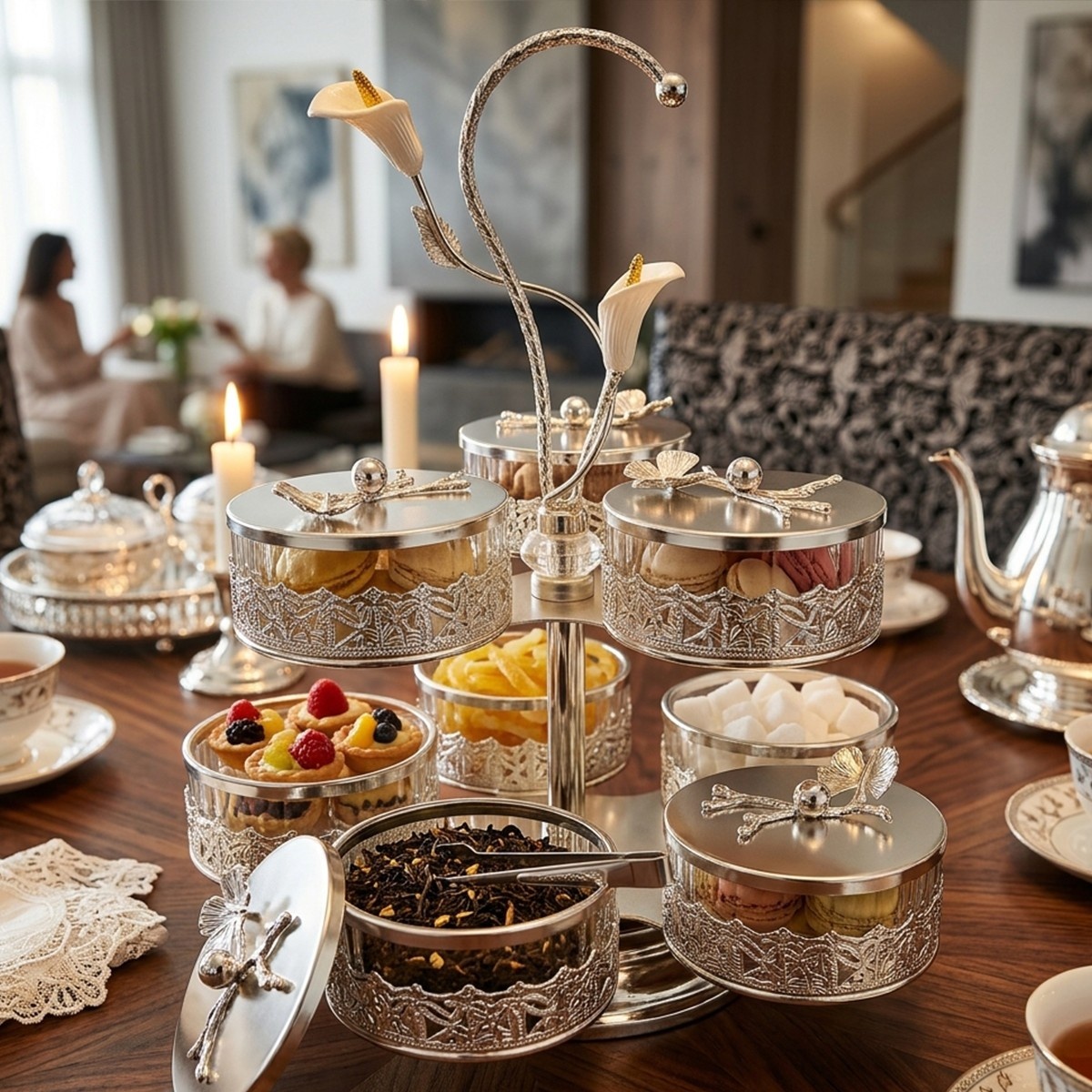 Rotating Snack Holder Silver