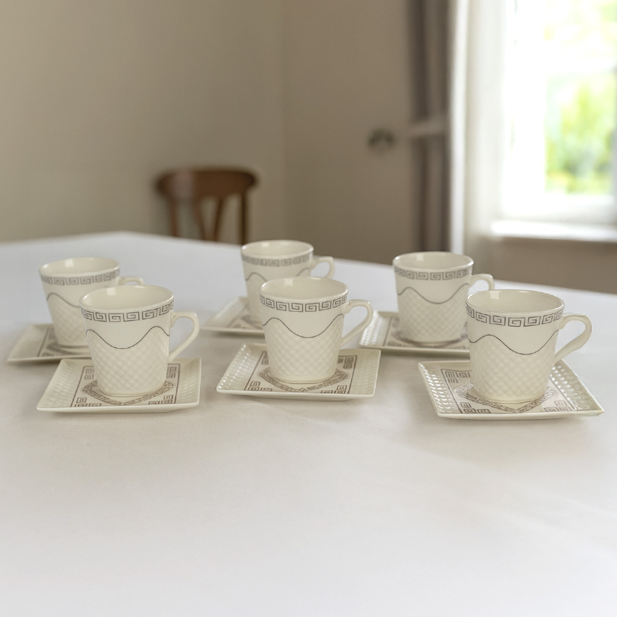 12 Pieces Turkeys Ceramic Coffee Cup & Saucer Set