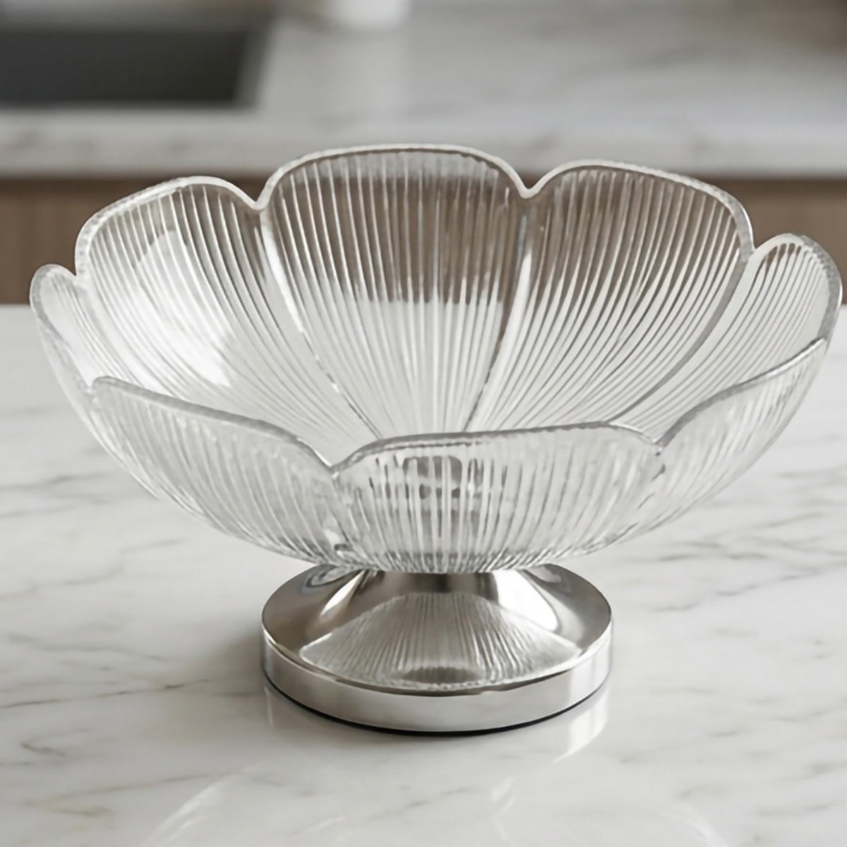 Acrylic Fruit Bowl Big Silver