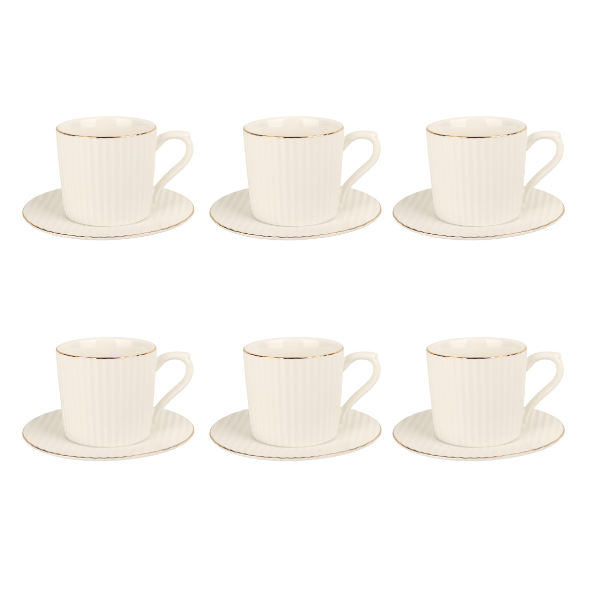 Porcelain Coffee Cup & Saucer Set 12 Pieces