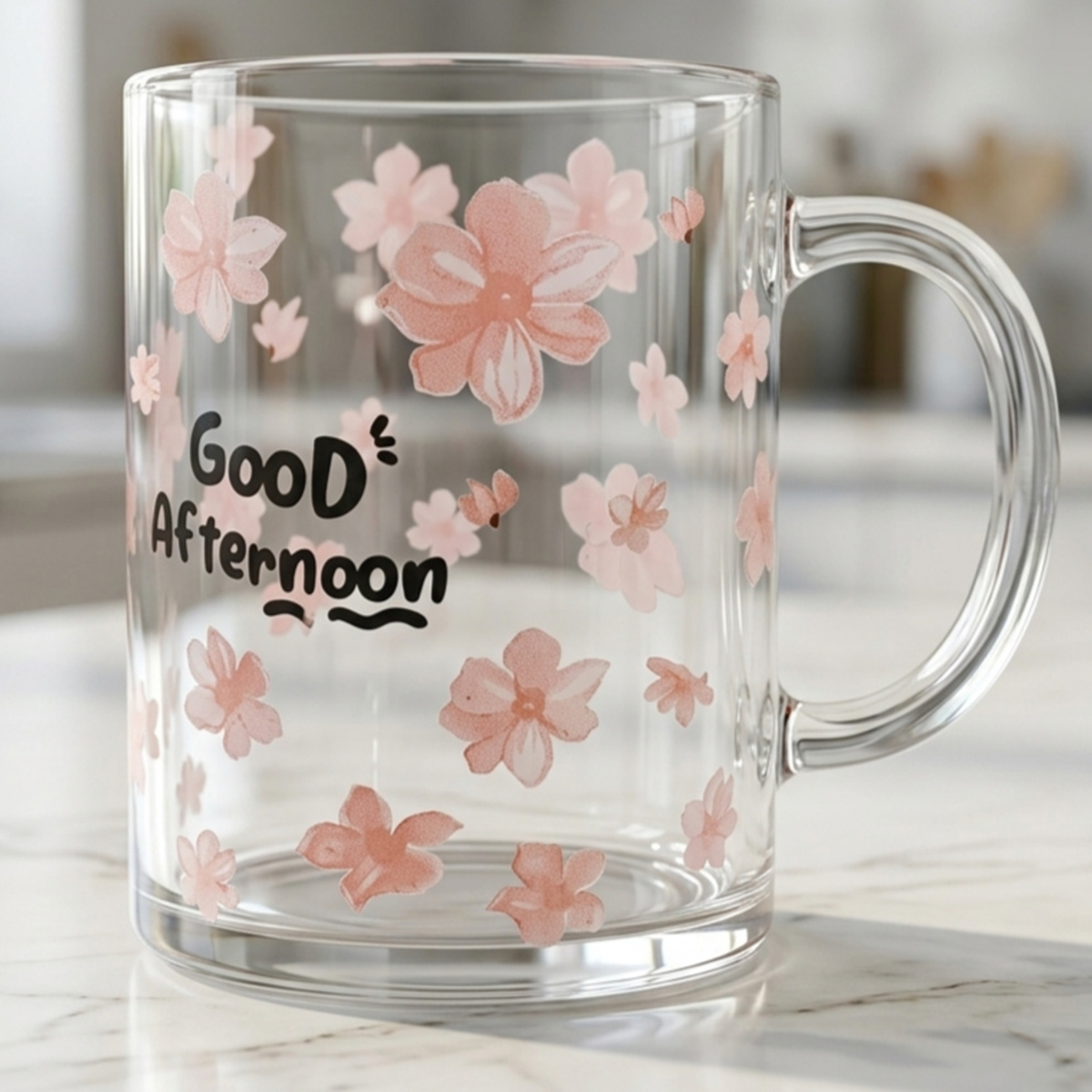 Sakura Floral Glass Mug