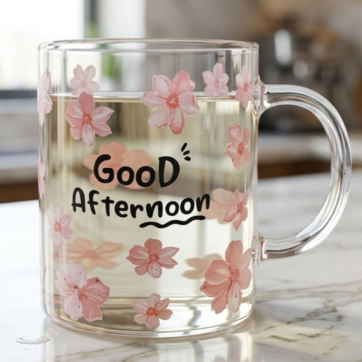 Sakura Floral Glass Mug