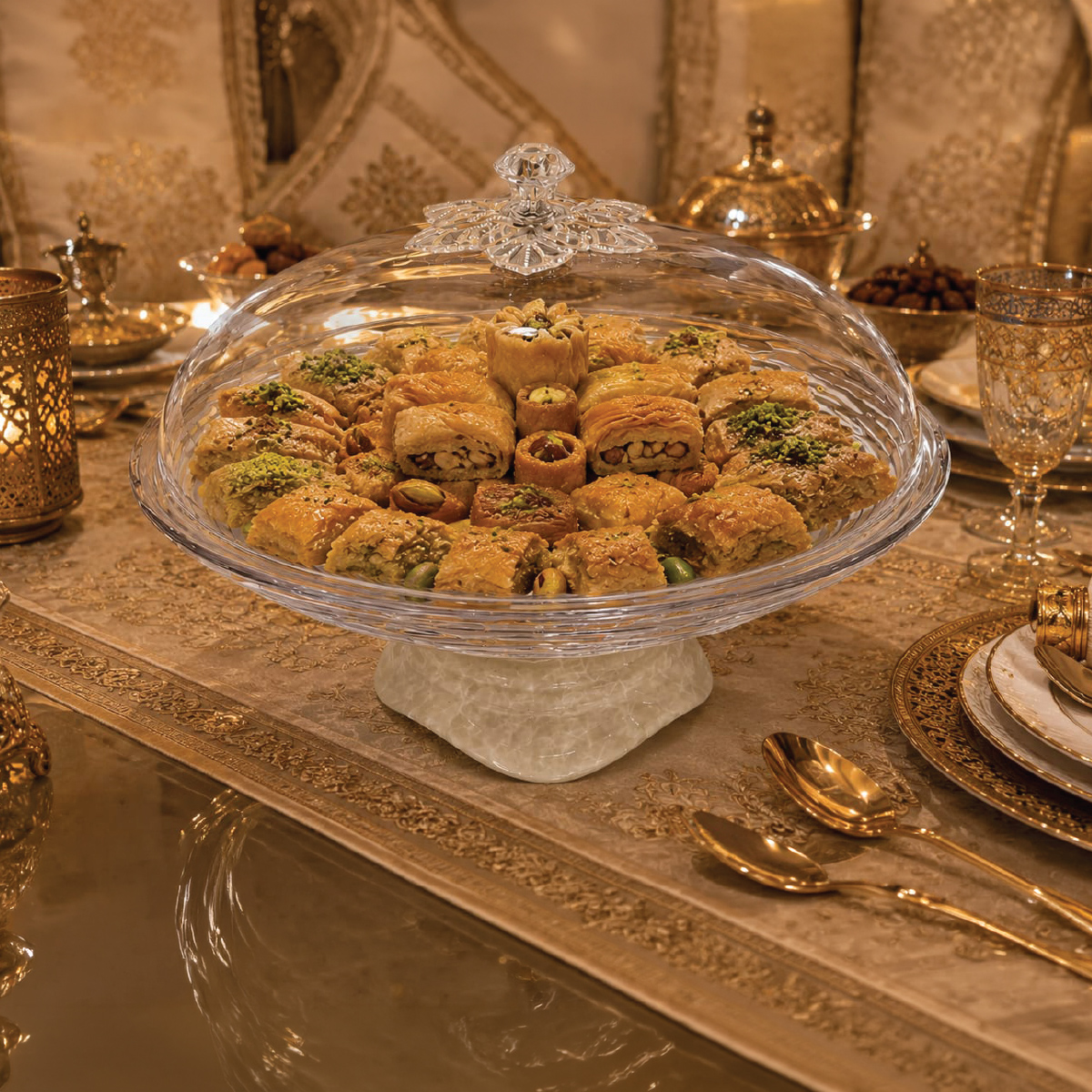 Crystal Cake Stand With A Dome Lid