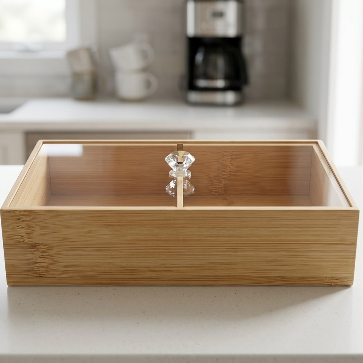 Wooden Candy Bowl With Glass Lid