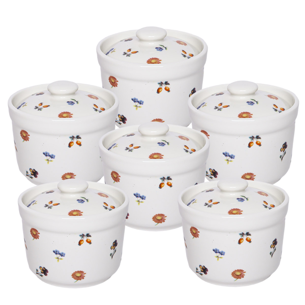 Sugar Bowl Ceramic Set 6 Pieces