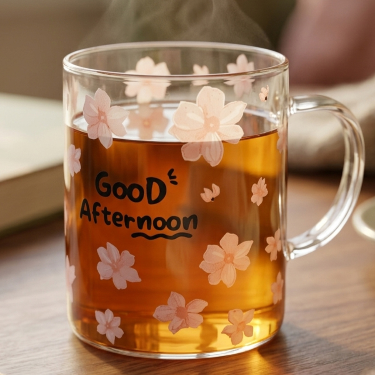 Sakura Floral Glass Mug