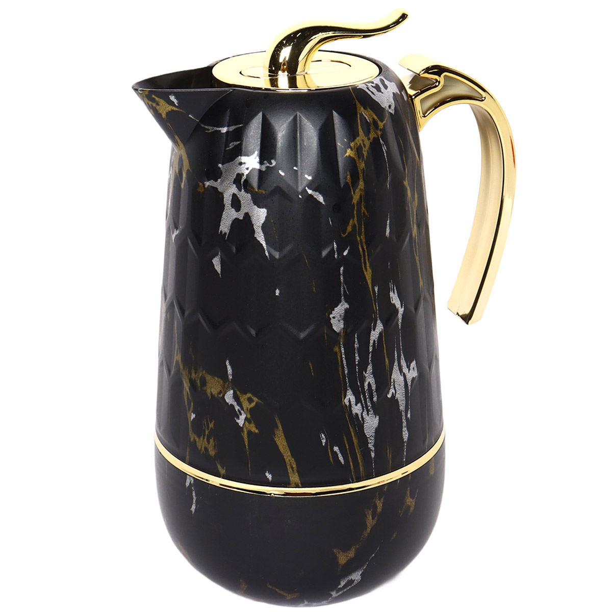 Flask Plastic Body Black Marble Gold