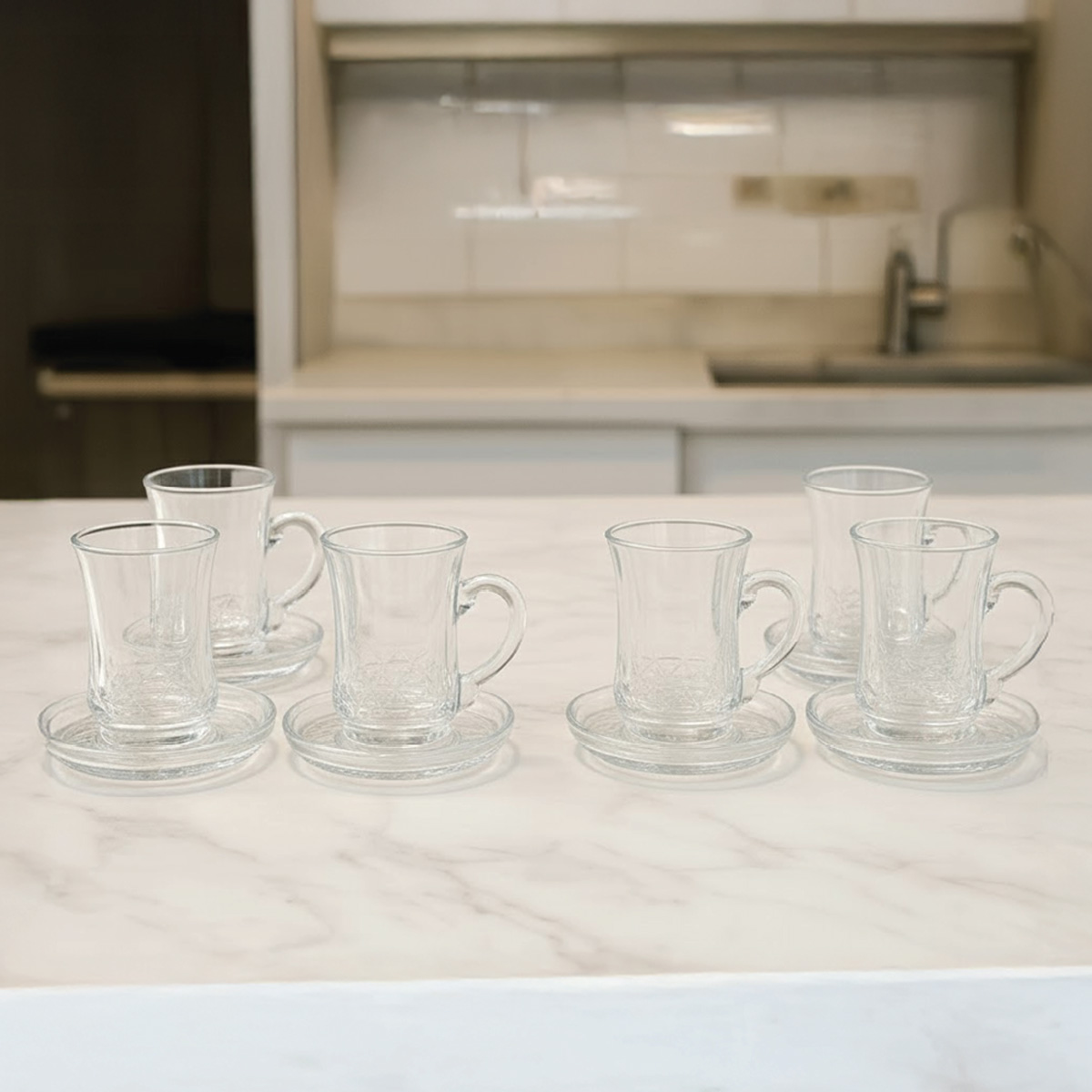 Glass Istiken Cup & Saucer 12 Pieces Set