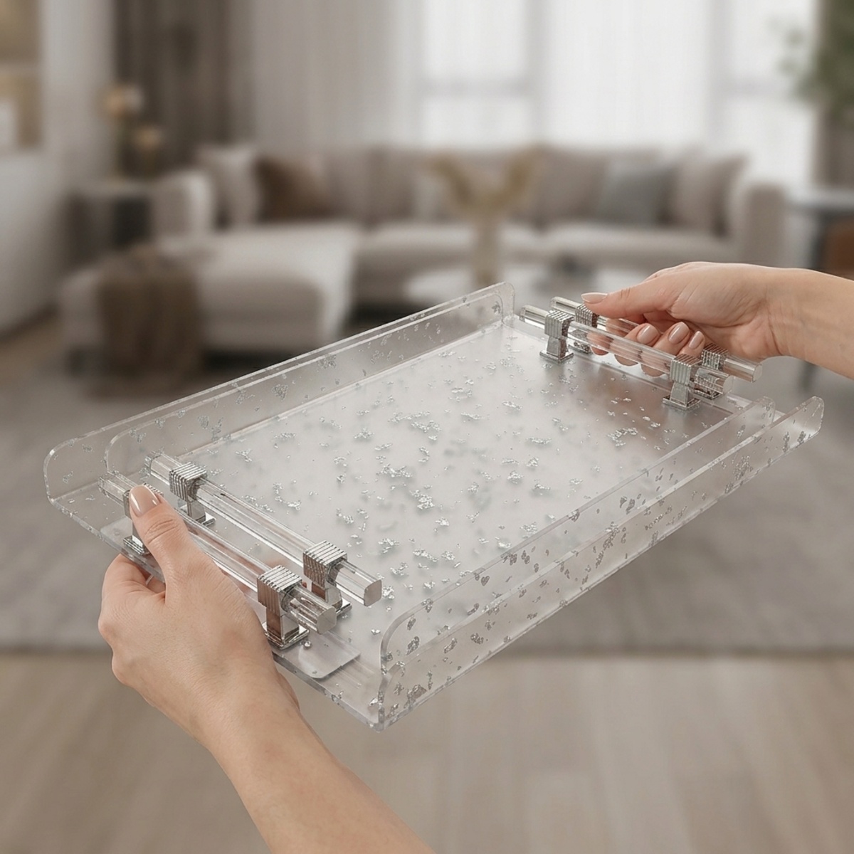 Acrylic Tray With Handle 2 Pieces