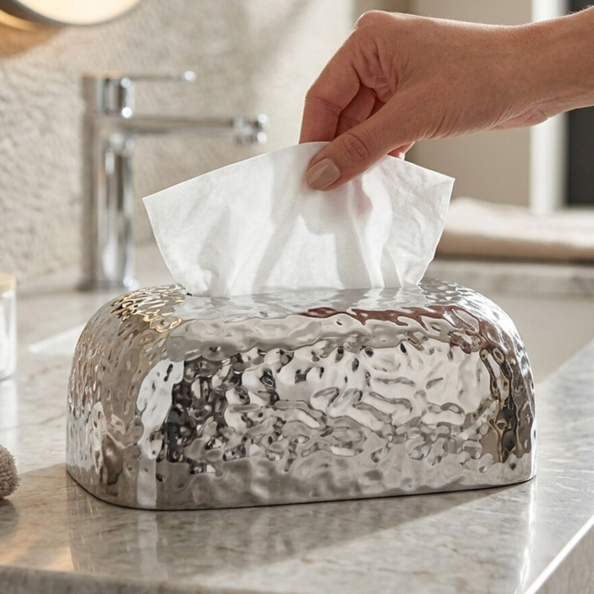 Silver Tissue Box Cover