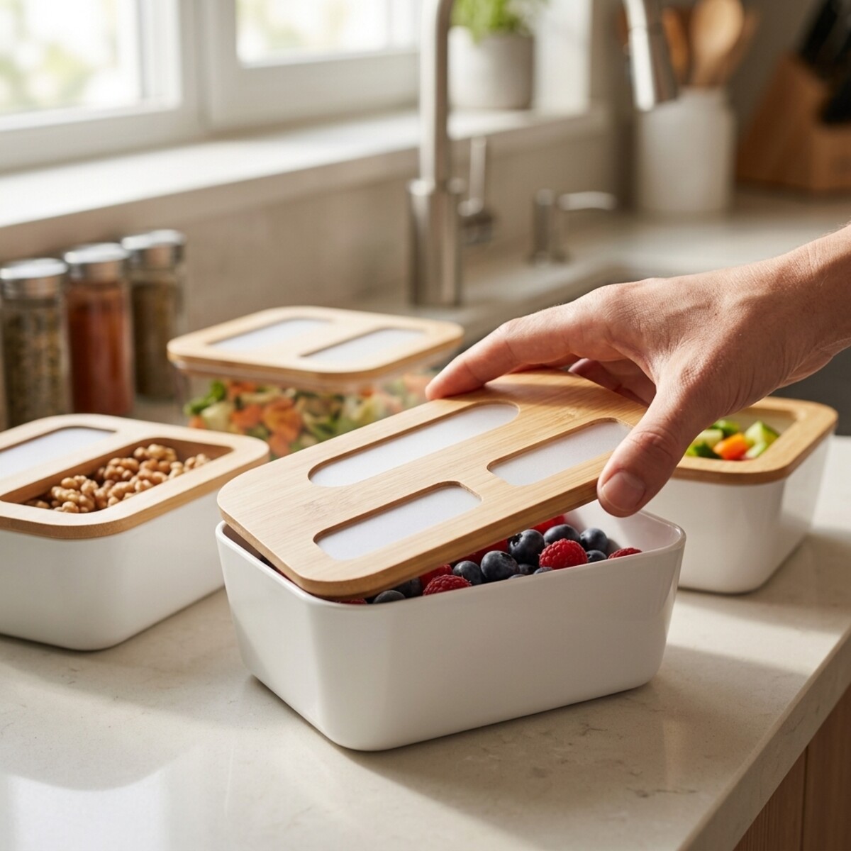 Modern Bamboo Lid Tissue Box