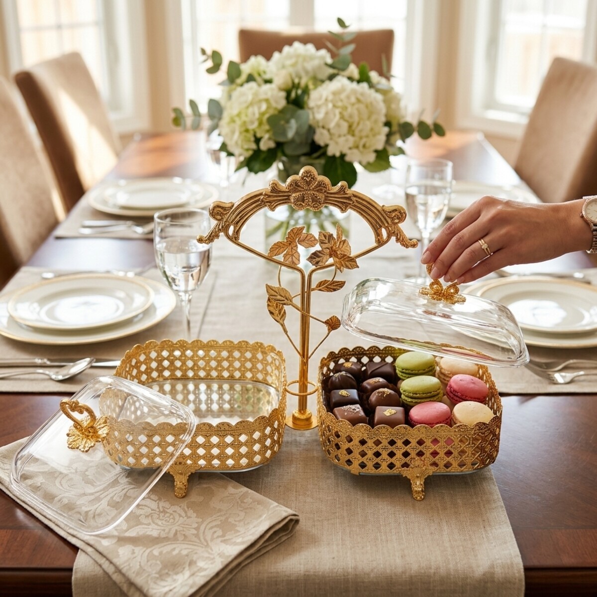 Decorative Candy Bowl Set Golden Plated