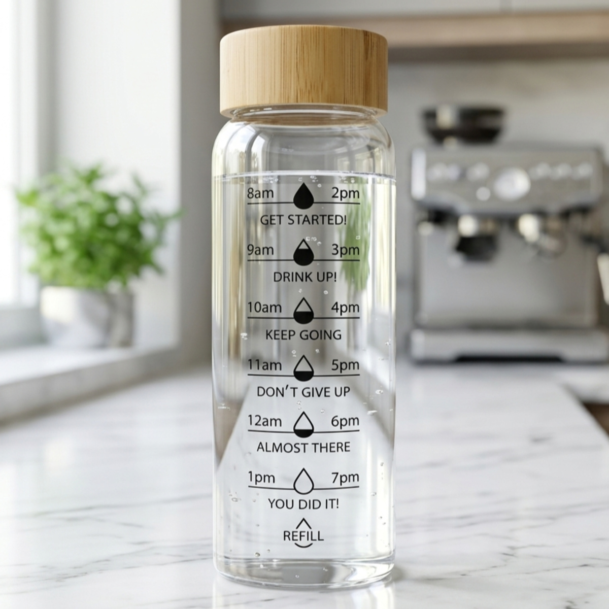 Motivational Water Bottle Glass