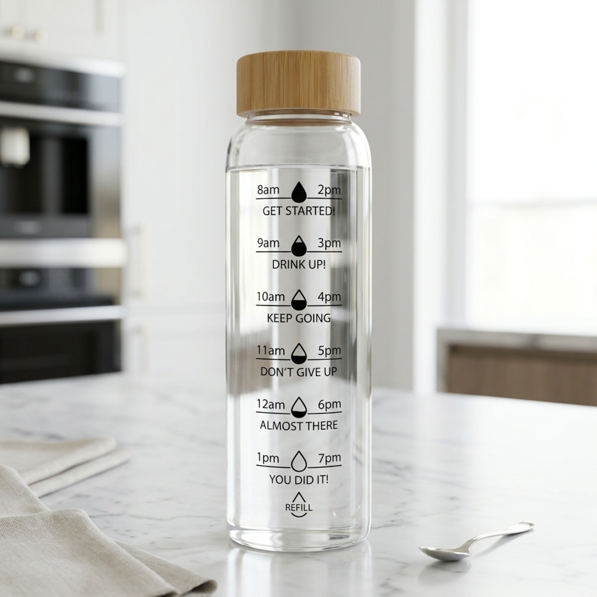 Motivational Water Bottle Glass