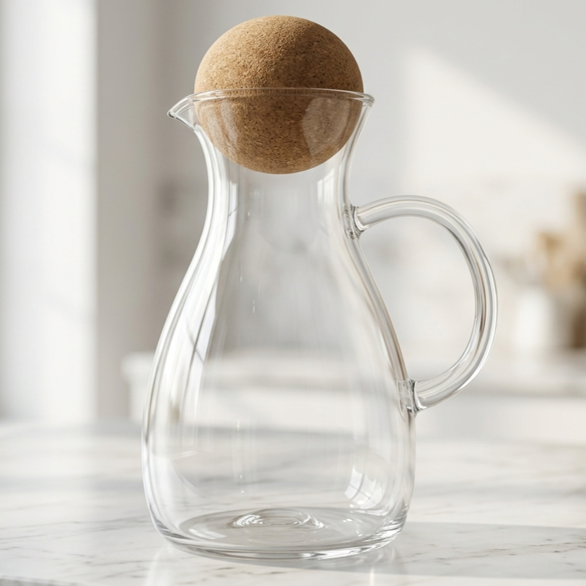 Glass Pitcher With Spherical Cork Ball Stopper 1600ml