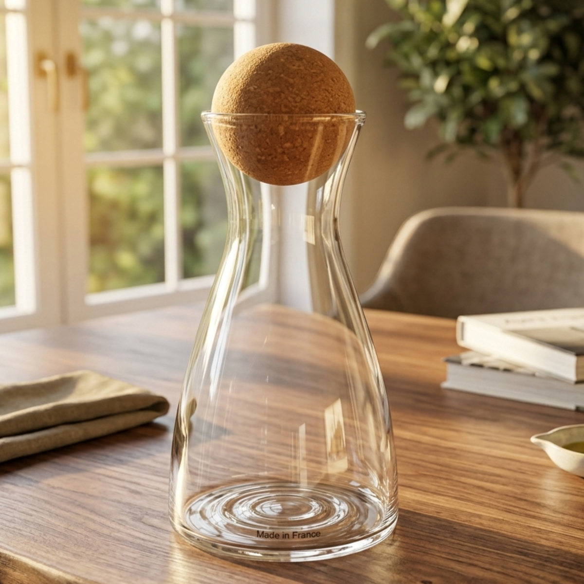 Glass Pitcher With Spherical Cork Ball Stopper 1200ml