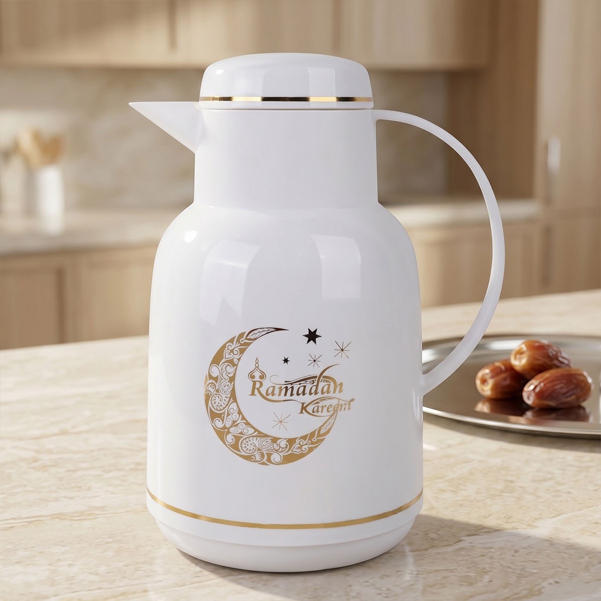 Flask with Ramadan Design White 1L