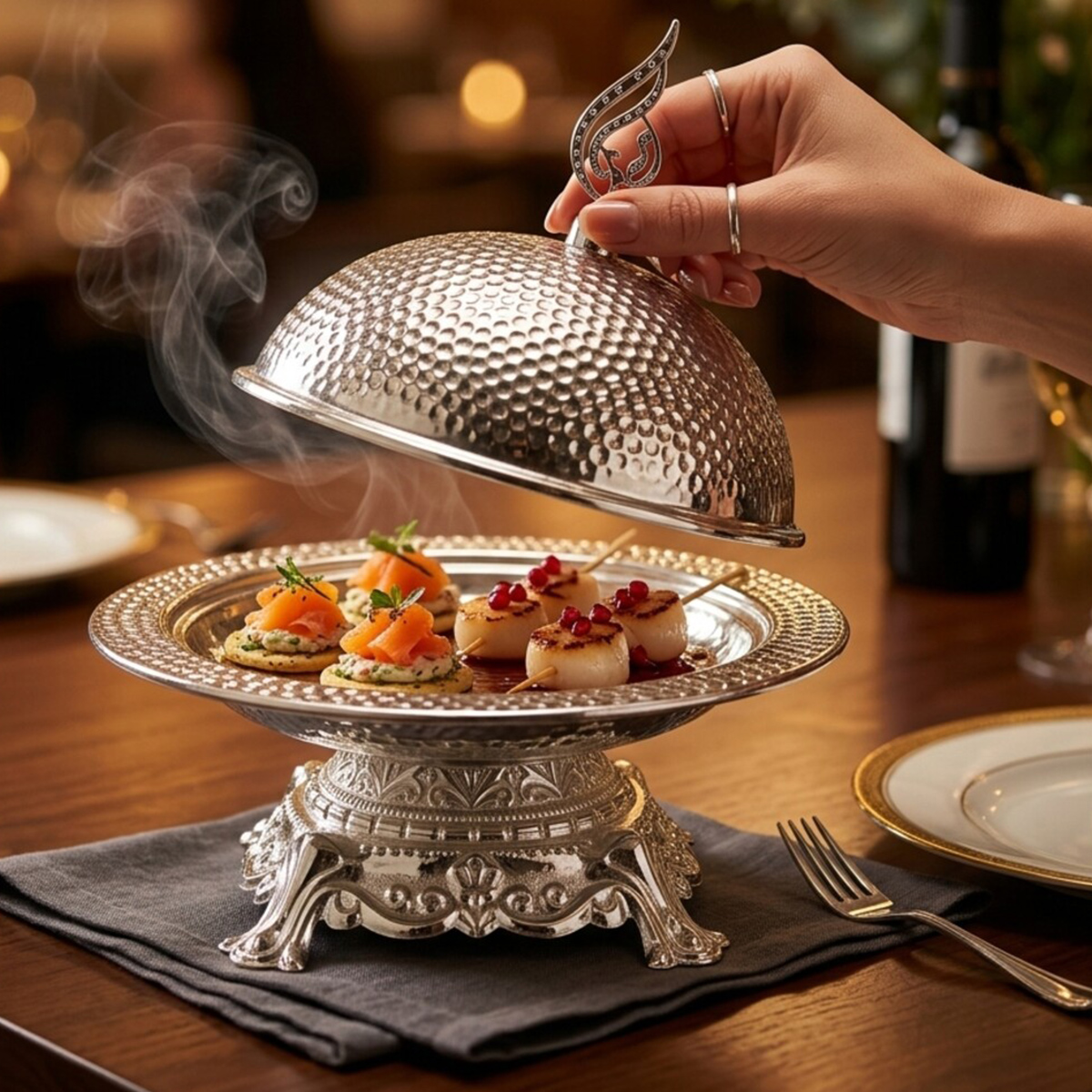 Elegant Silver Plated Candy Bowl with Lid ml