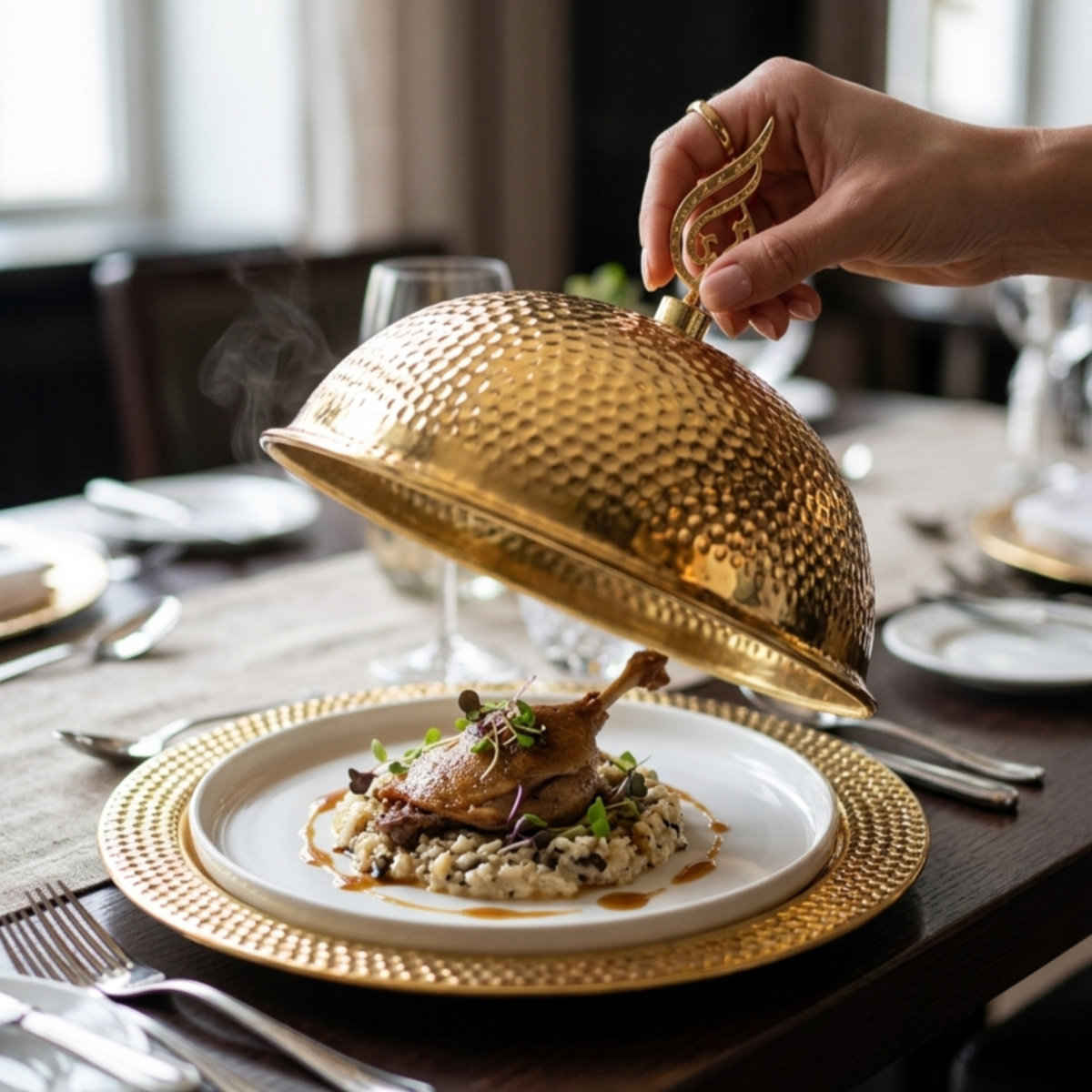 Golden Plated Serving Dome Large