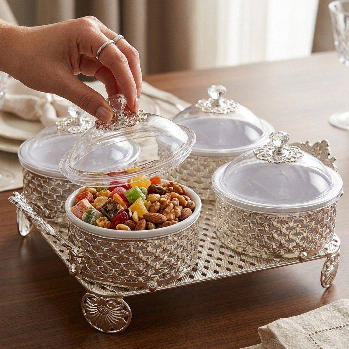Decorative Serving Set with Lids