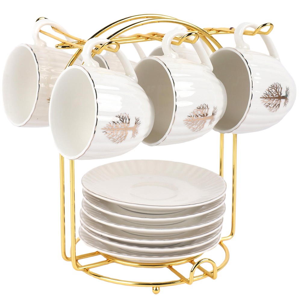 Coffee Cup & Saucer With Stand 12 Pieces Set