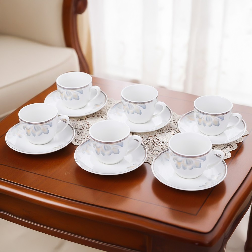 Ceramic Tea Cup & Saucer 12 Pieces Set