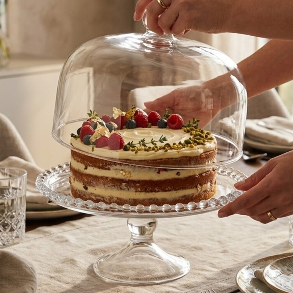 Acrylic Cake Stand with Dome Lid