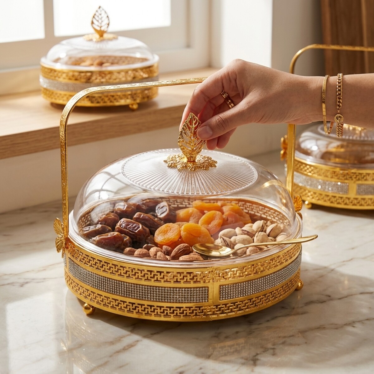 Elegant Golden Plated Candy Box with Lid