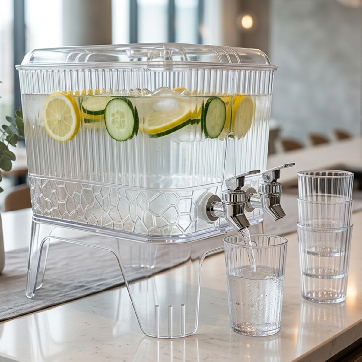 Dual Beverage Dispenser with Clear Stand