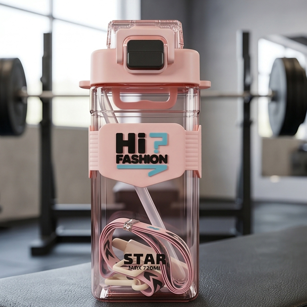 Fashion Water Bottle with Straw 720ml