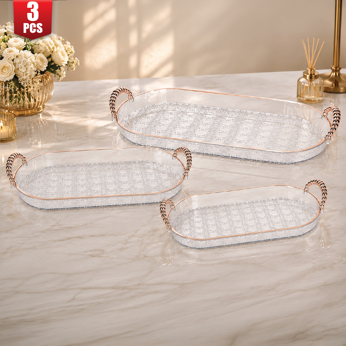 Plastic Tray Set 3 Pieces