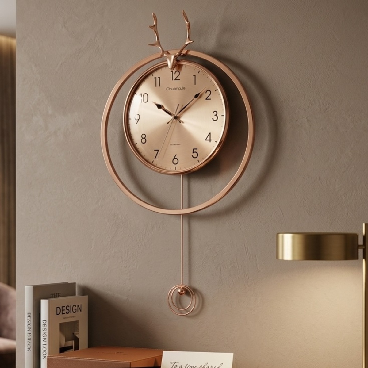 Decorative Wall Clock with Antler Design