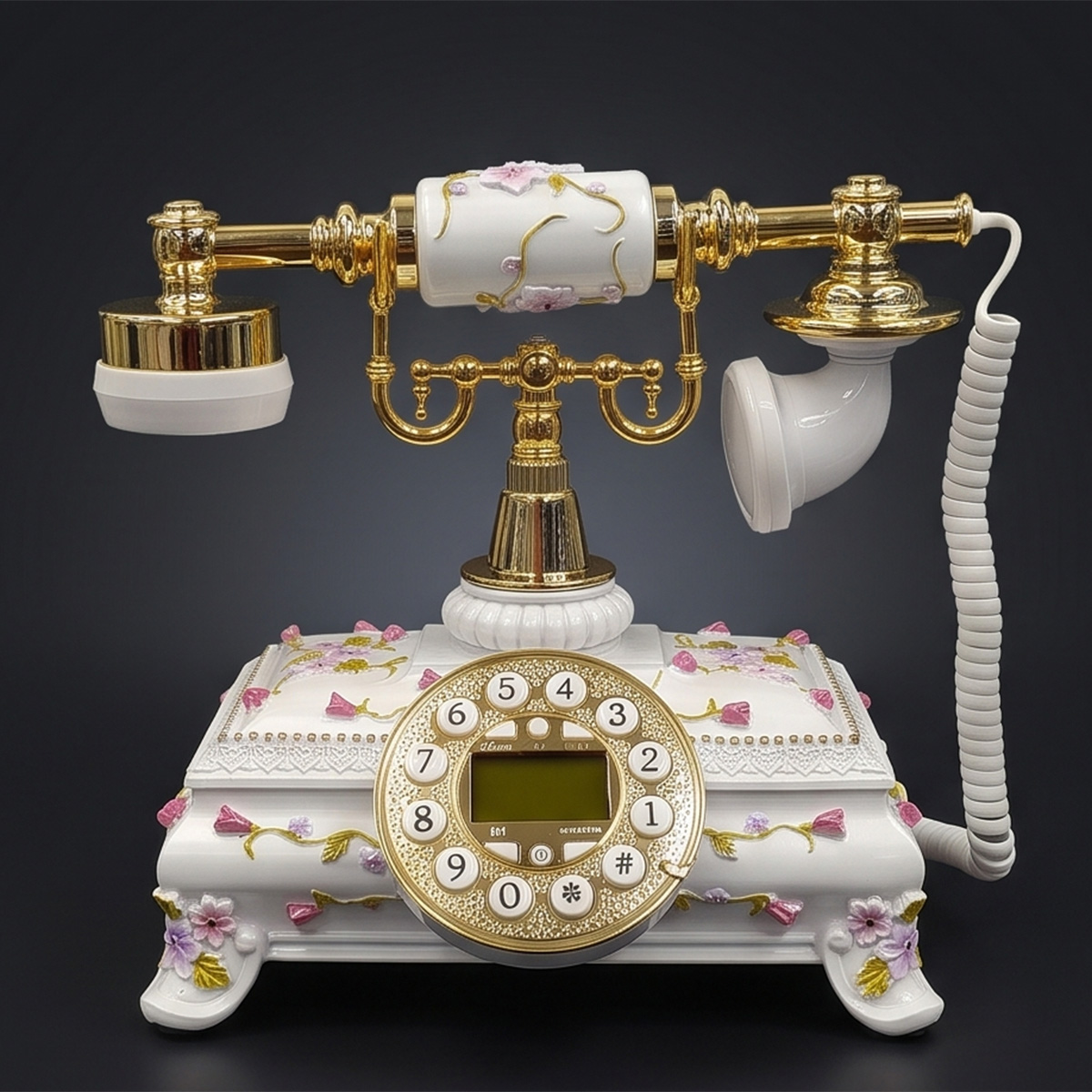 Antique Style Floral Design Telephone Figure