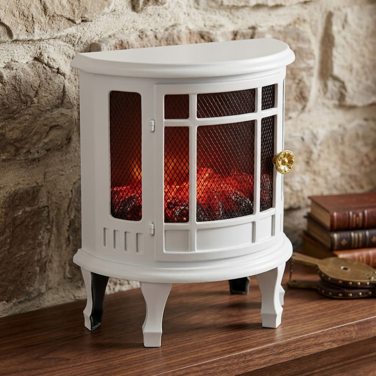 Smart Electric LED Fire Place With Timer White