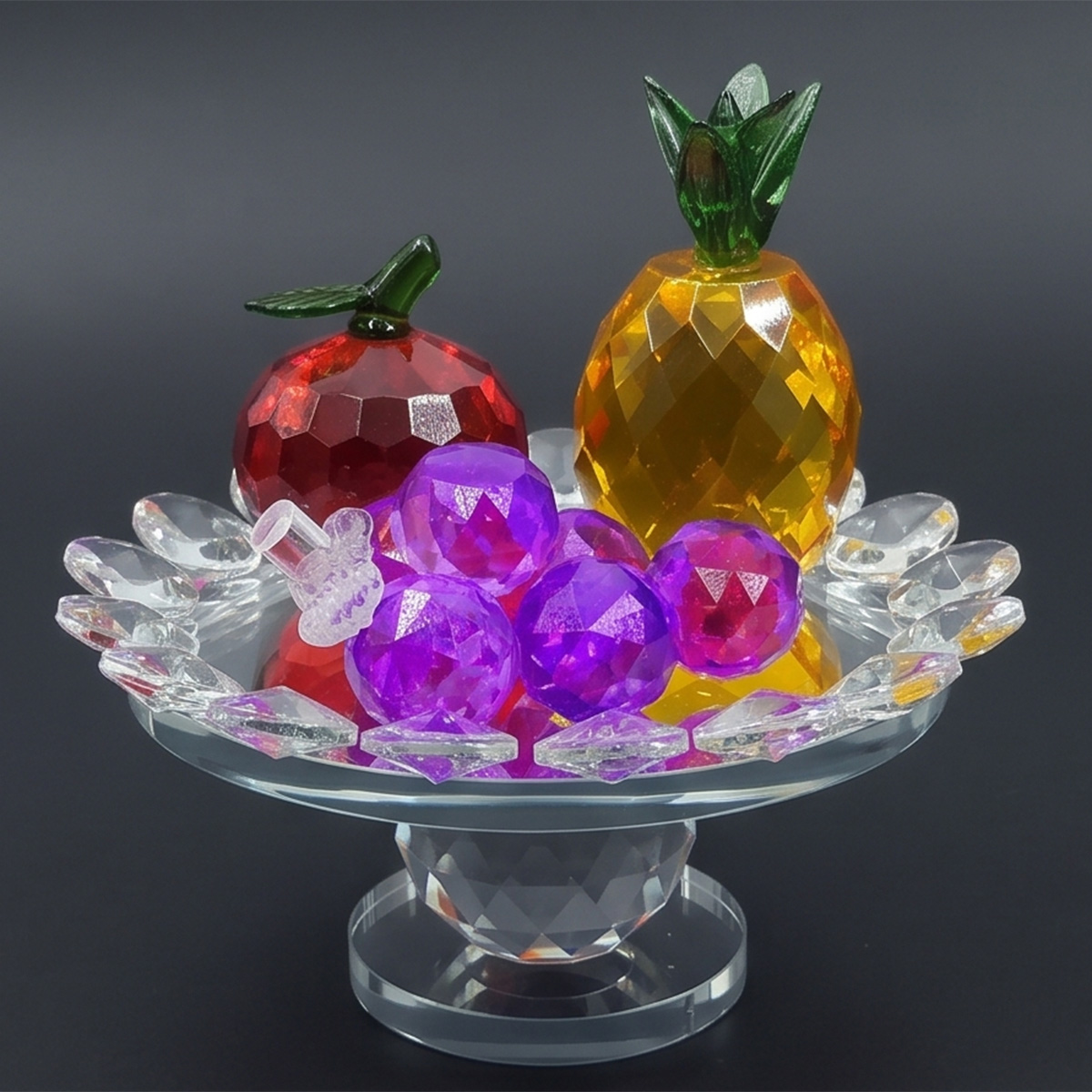 Crystal Fruit Basket Figurine