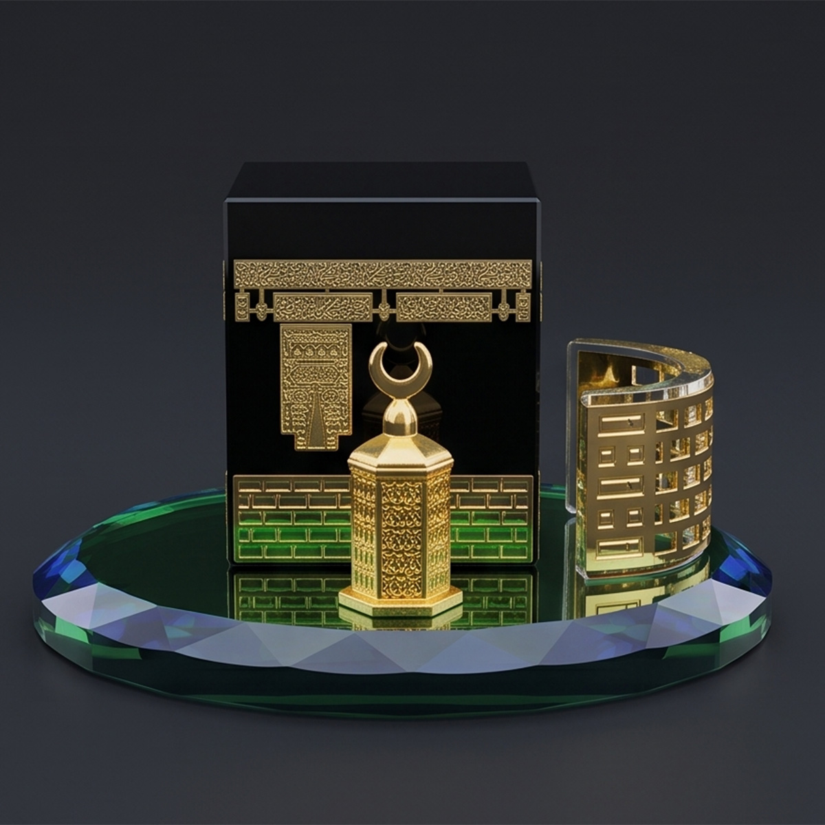 Makkah & Madinah Crystal Memorial Display