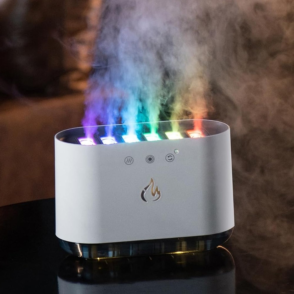 Flame Air Diffuser & Mist Humidifier With LED Alarm Clock