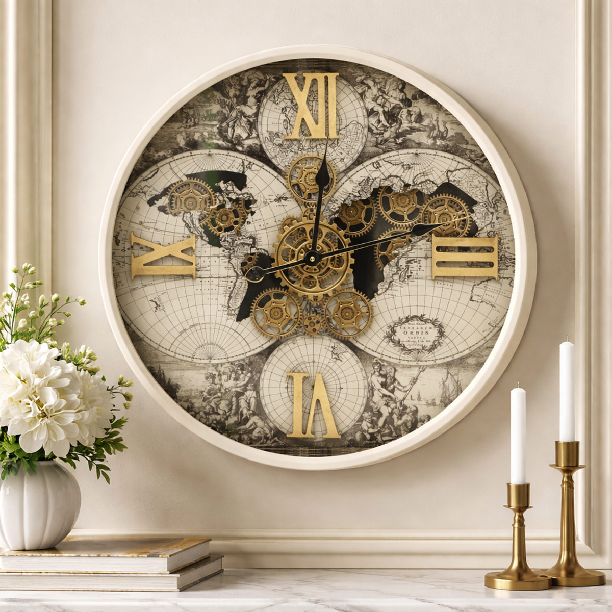 Wall Clock Vintage Gear Design