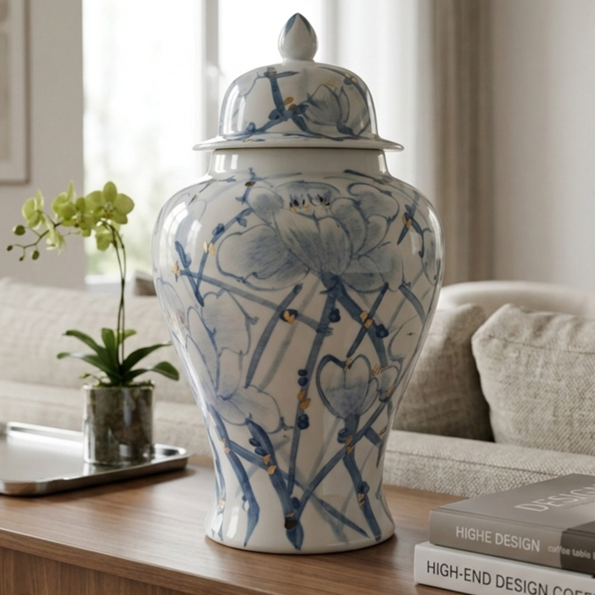 Floral Ceramic Vase 38x20x20cm