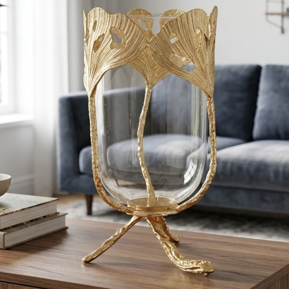 Decorative Glass and Metal Flower Vase