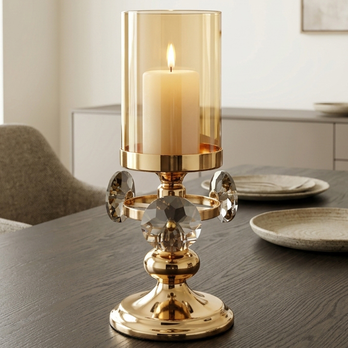 Crystal Embellished Hurricane Candle Holder