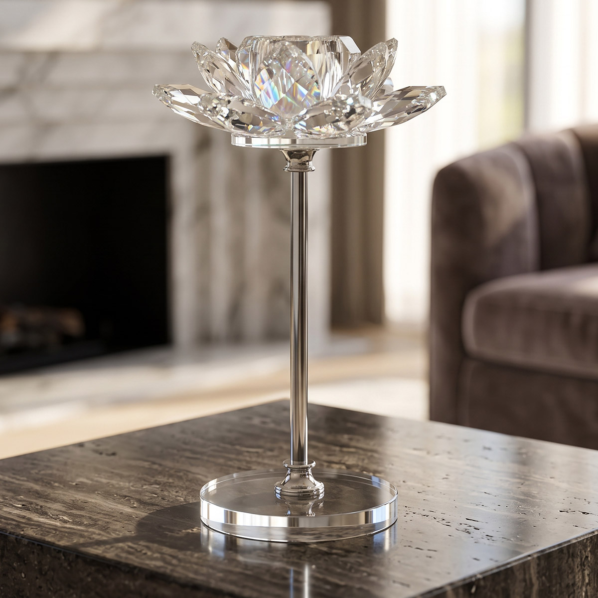Crystal Lotus Design Candle Holder