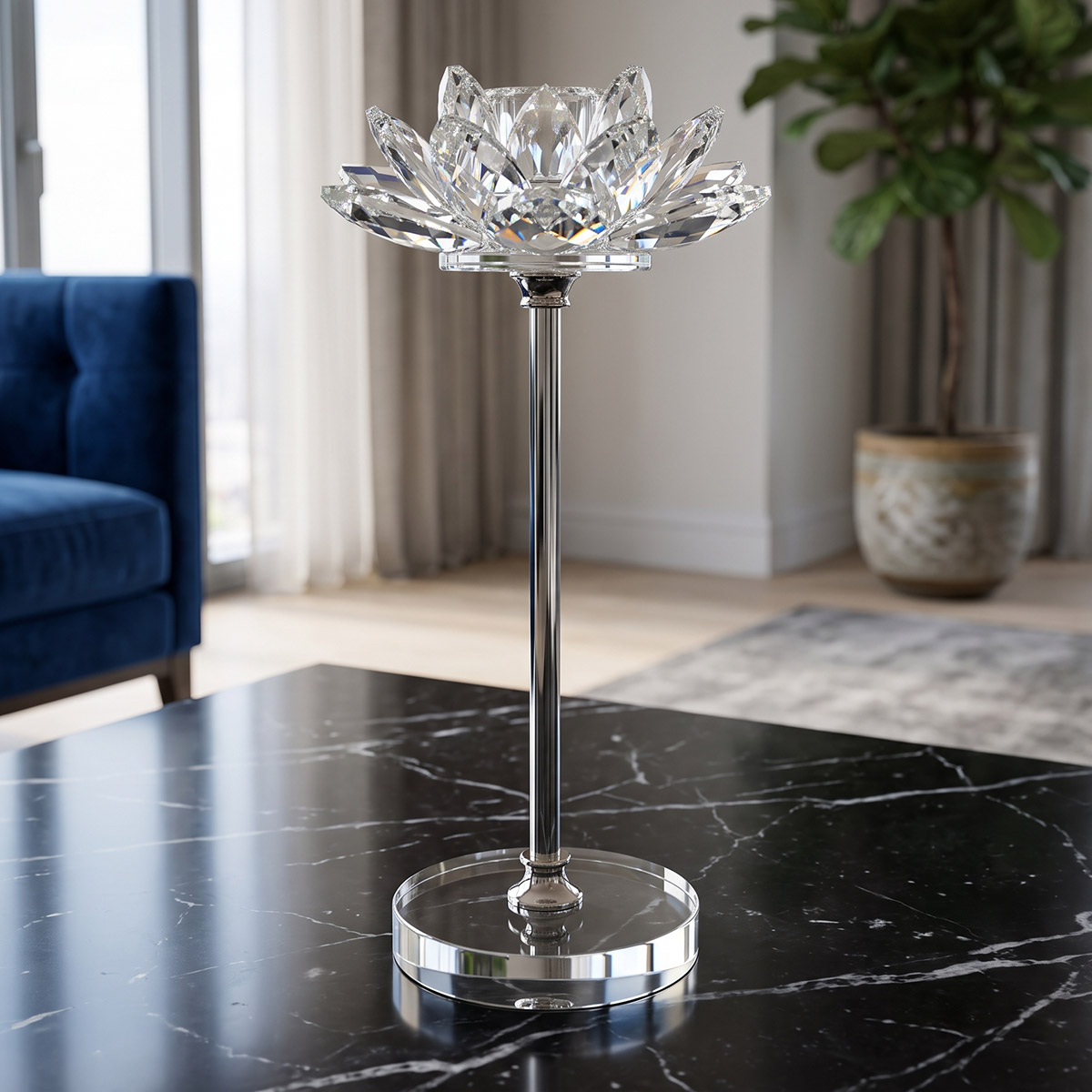Crystal Lotus Design Candle Holder