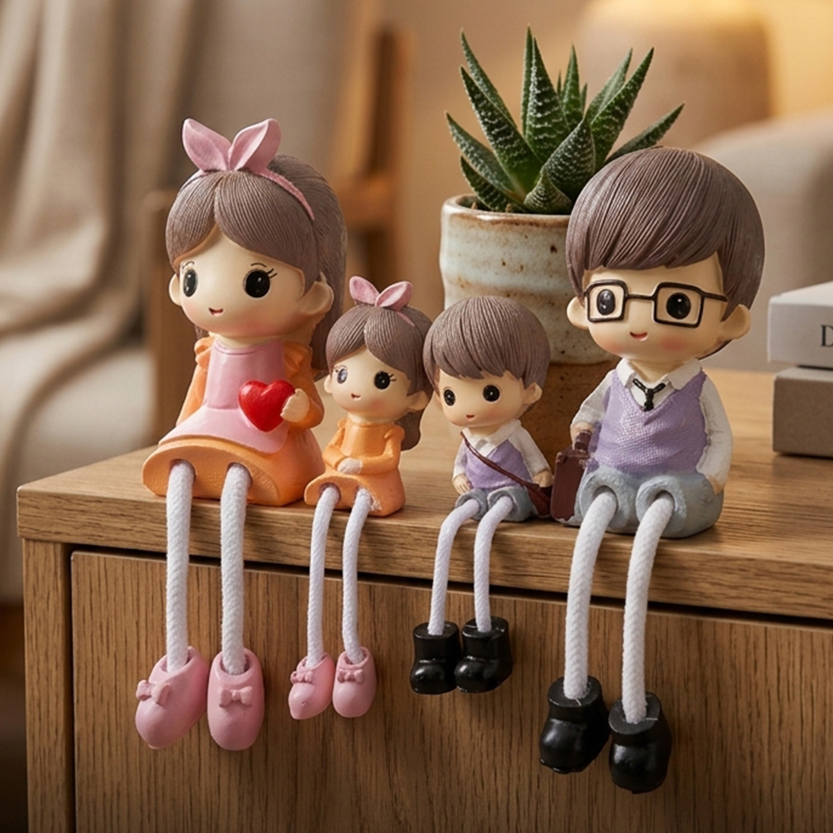 Family Self Sitting Decorative Figures 4 Piece Set