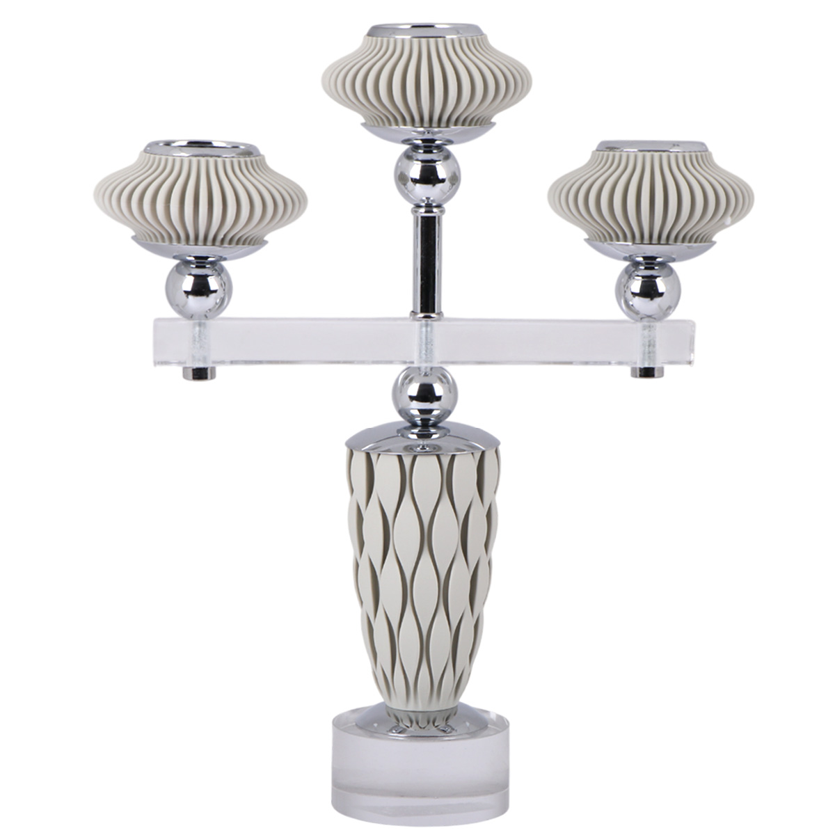 Decorative Candle Holder 3 Arm Beige