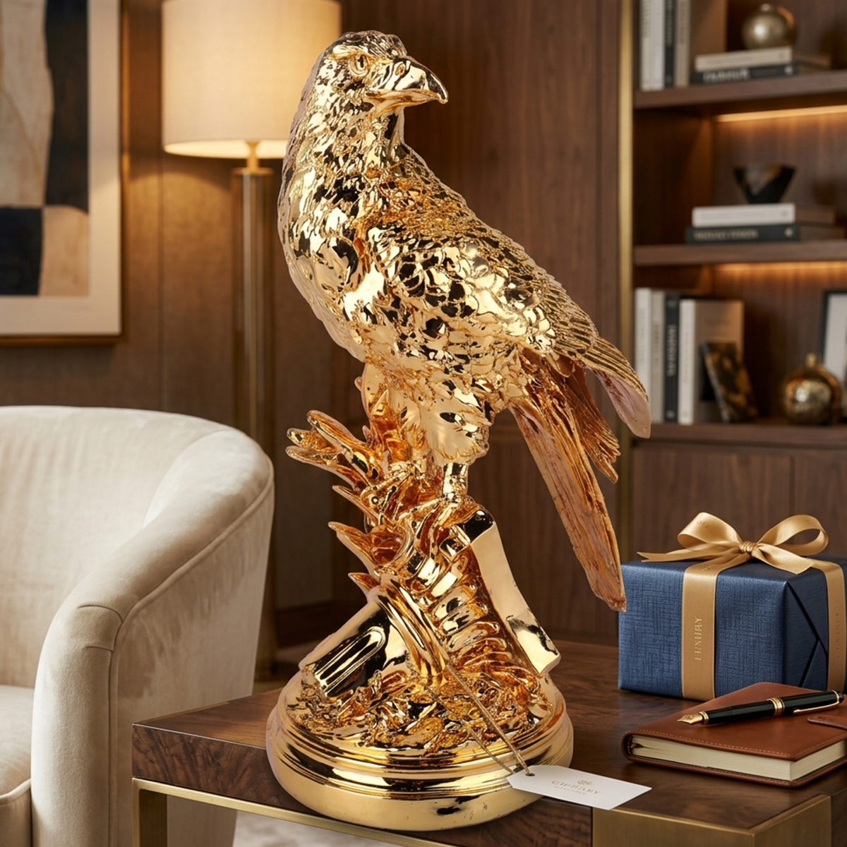 Intricately Textured Golden Eagle Figure