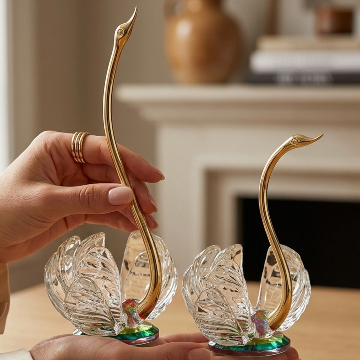 Crystal Swan Figurine 2 Pieces a Set